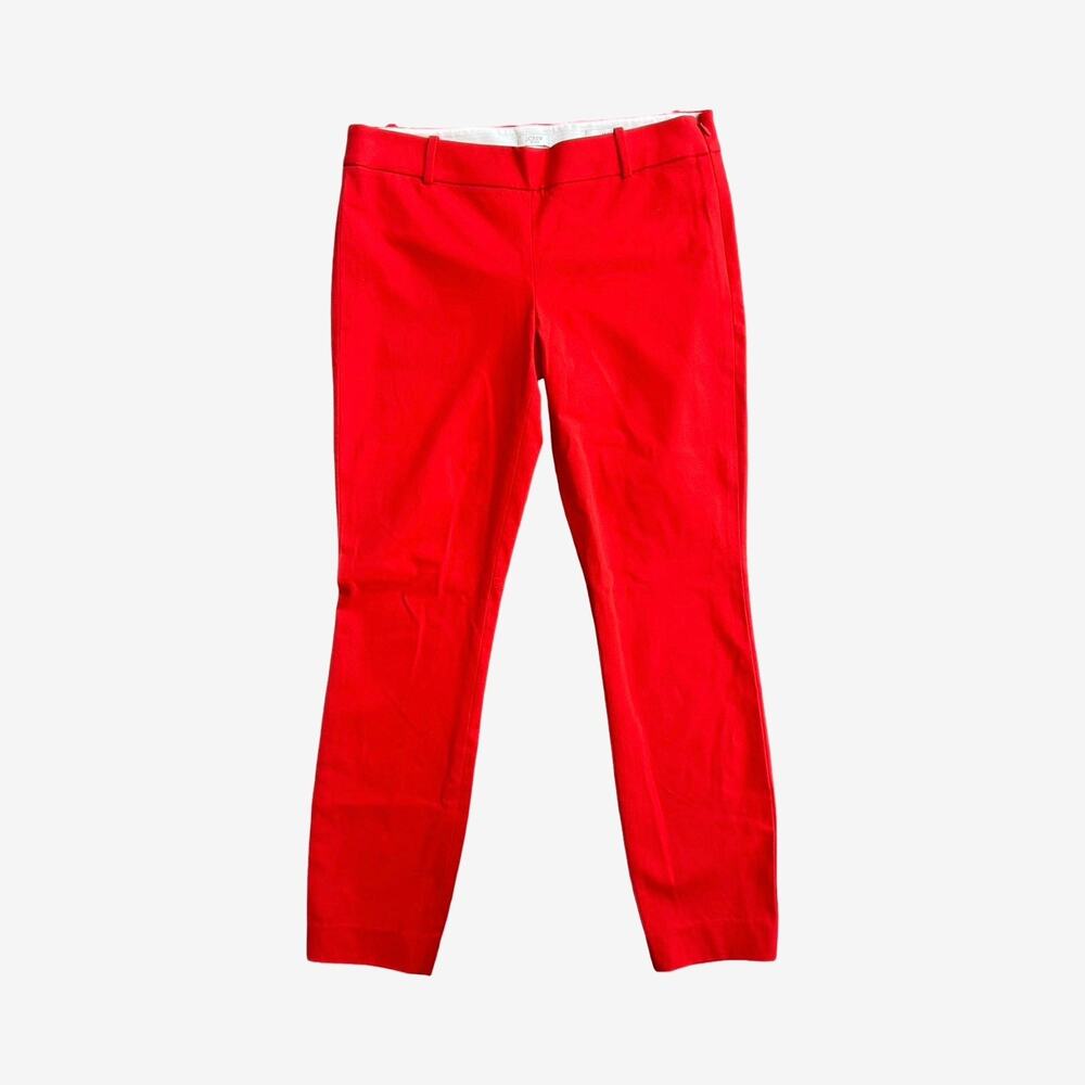 J.Crew Minnie Pants Women's 6 Tall Red Stretch Twill Preppy Work Quiet Luxury